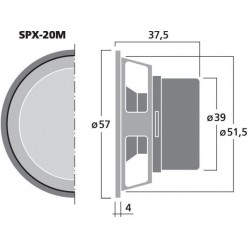 Monacor SPX-20M Miniaturowy głośnik pełnopasmowy HiFi, 30W MAX/15W RMS/8Ω